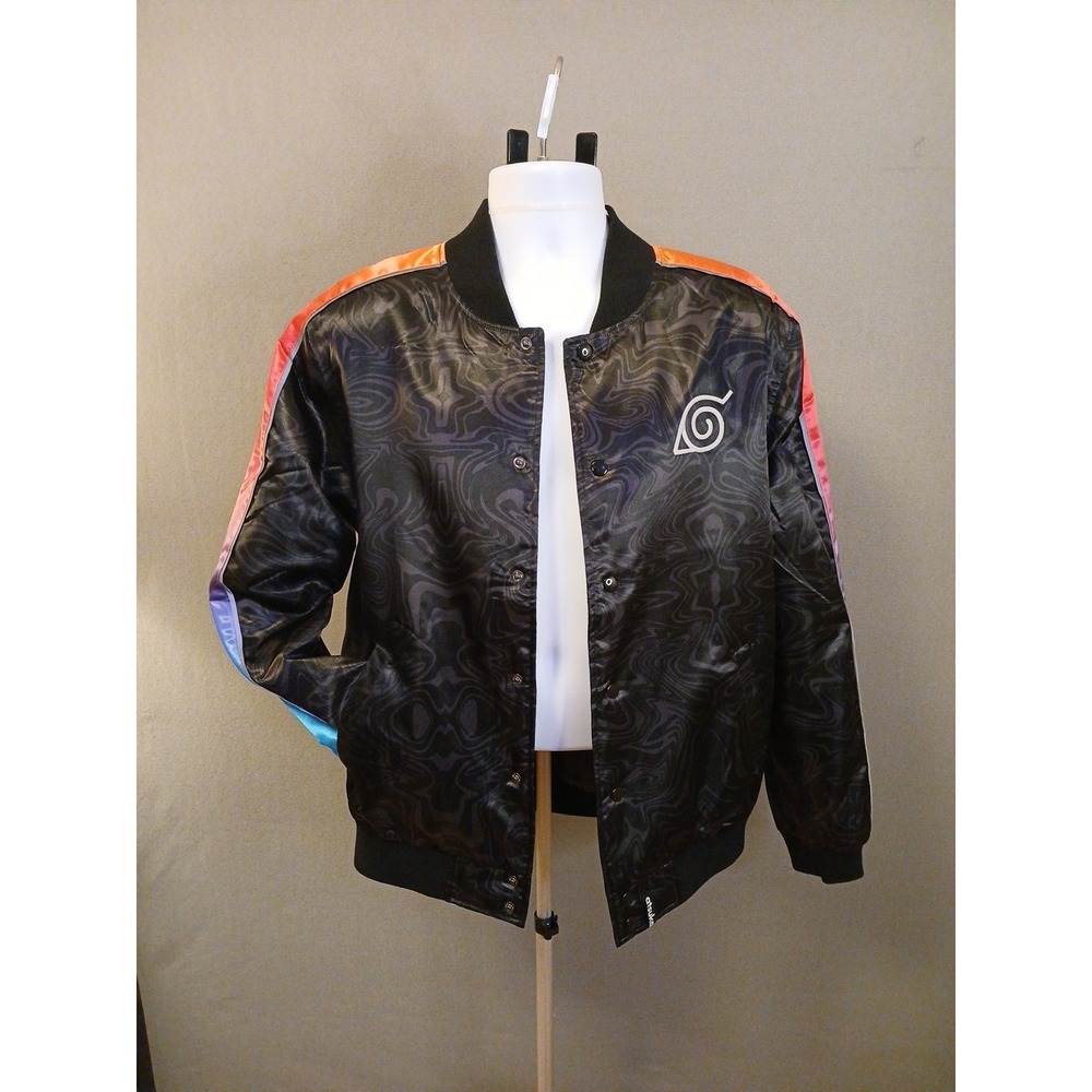 Atsuko Naruto Satin Bomber Varsity Jacket Size M P19446 Anime Reflective